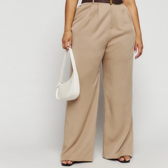 Reformation Pants - Reformation Mason Wide Leg Pants Plus KHAKI Beige Neutral